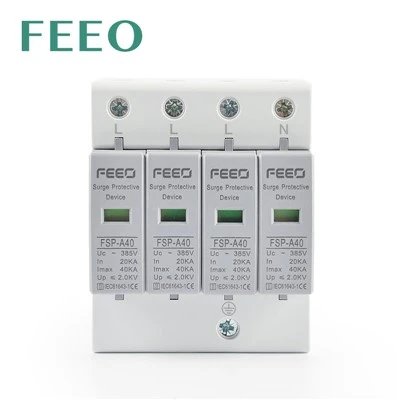 AC SPD Surge Protector 4P 385VAC 420VAC 20-40KA